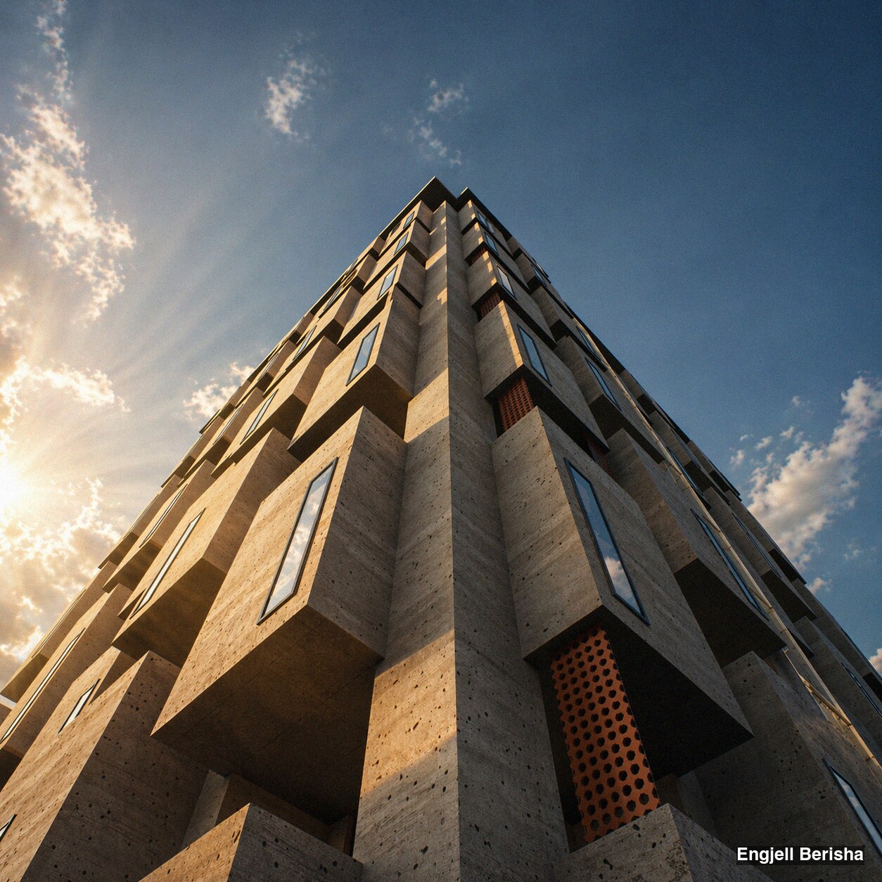 Kubik Vertical urban context view, Tirana Albania architecture, by Engjëll Berisha and Uran Berisha