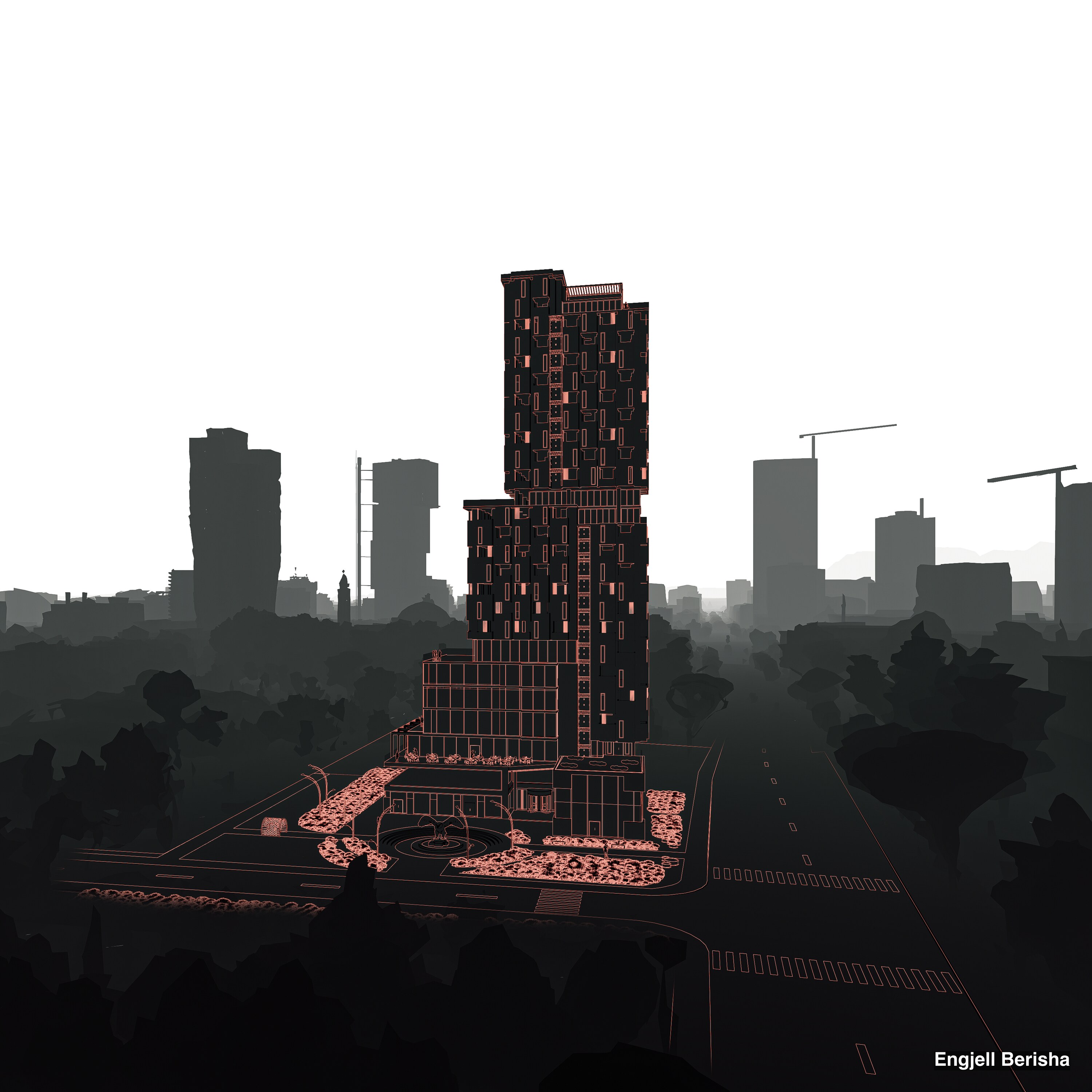 Kubik Vertical in Tirana skyline — context integration and high-rise architecture Albania, by Engjëll Berisha and Uran Berisha